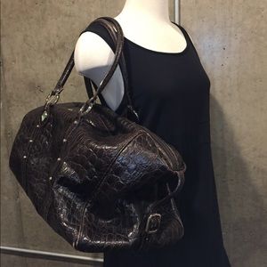 I Santi leather dark brown Duffle -alligator like